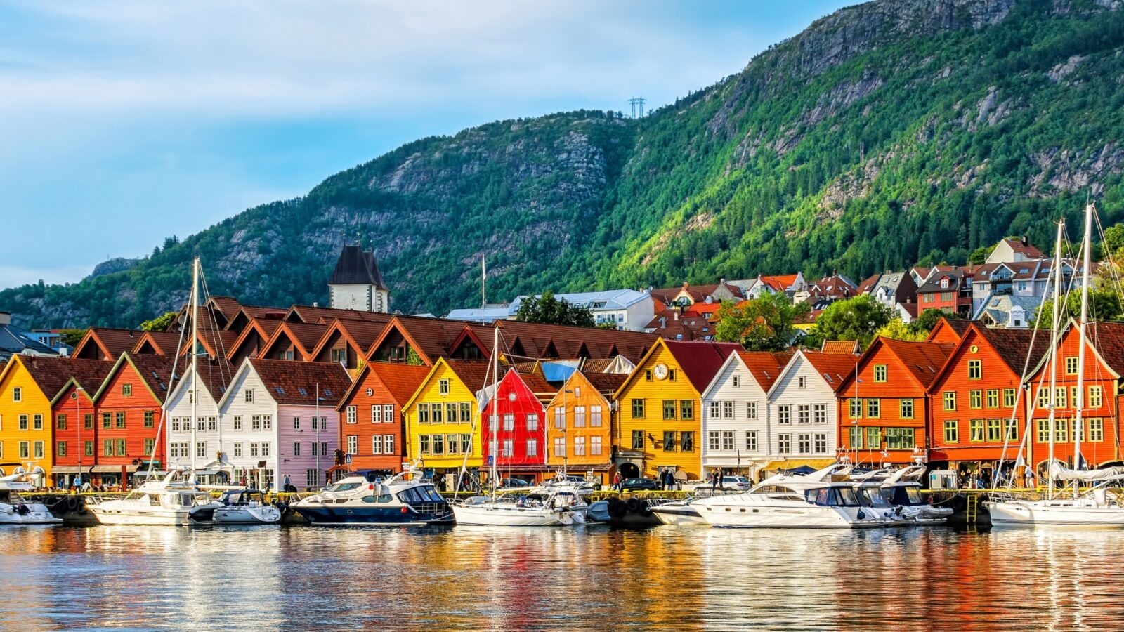 Bergen, Norway. View of historical buildings in Bryggen- Hanseatic wharf in Bergen, Norway. UNESCO World Heritage Site