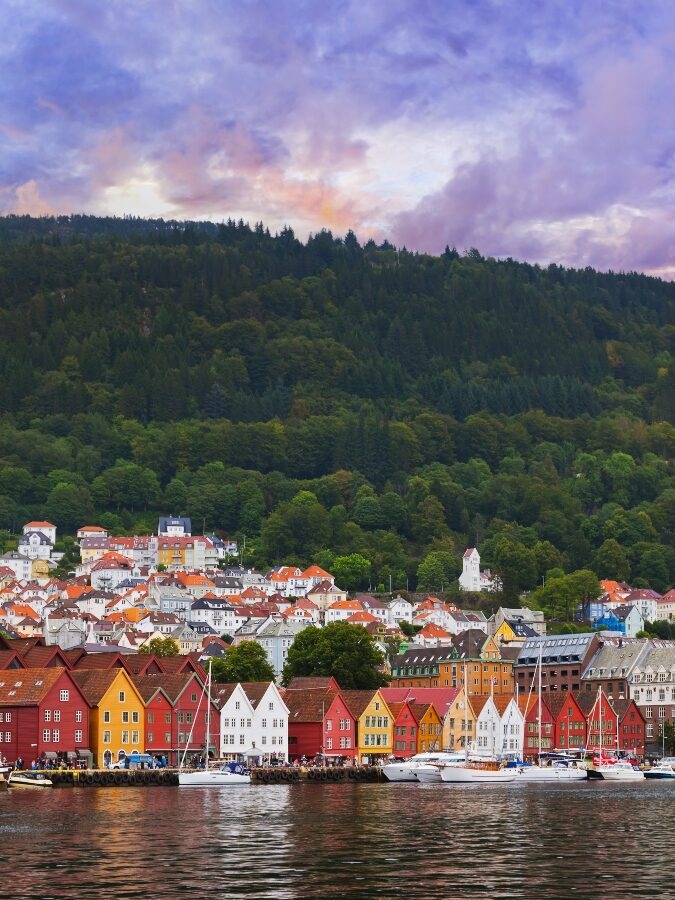 Famous Bryggen street in Bergen Norway - architecture background