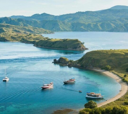 Boats cruising around Komodo island