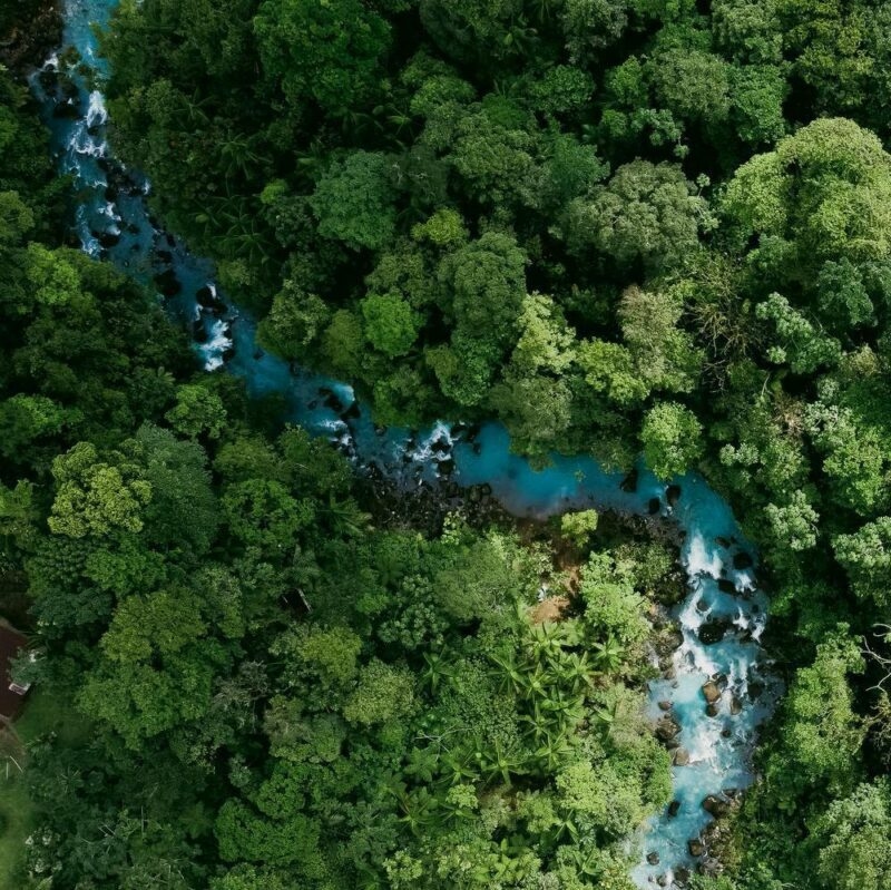 Aerial view of the forest around Rio Celeste, Costa Rica