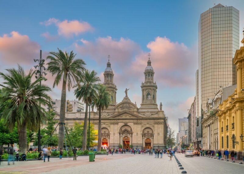 Plaza de las Armas square cityscape of Santiago in Chile
