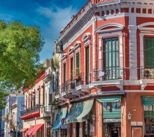 A street in San Telmo, the oldest neighbourhood in Buenos Aires, Argentina.