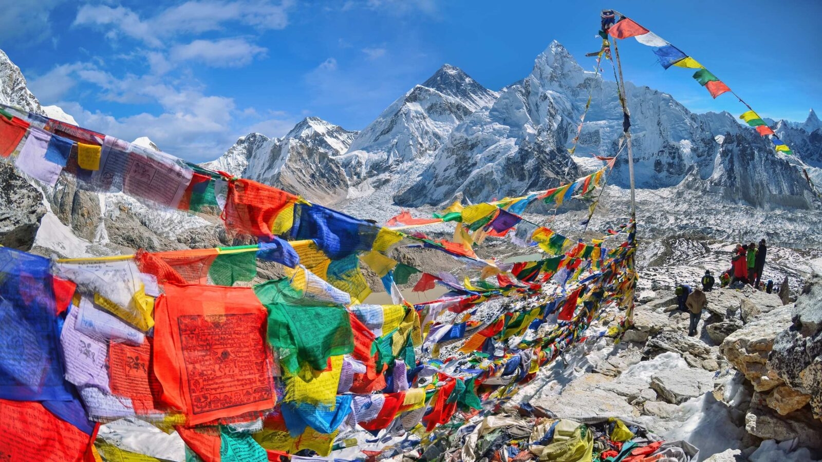 Colourful prayer flags seen at Everest base camp