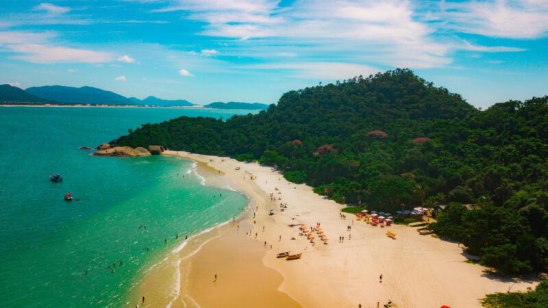 Arial view of the beach in Florianópolis