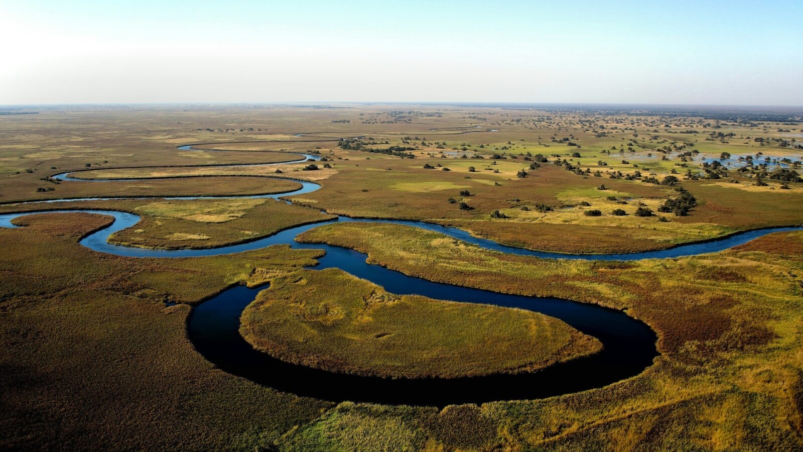 Botswana areal view of the Okavango Delta