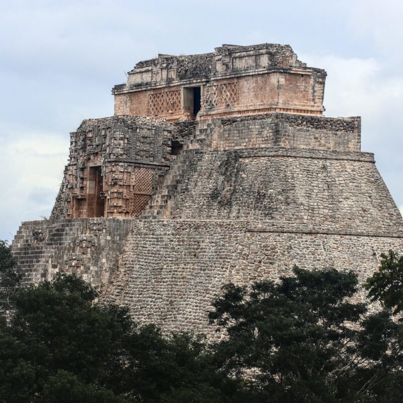 Pyramid of the magician at Uxmal near Mérida, Mexico