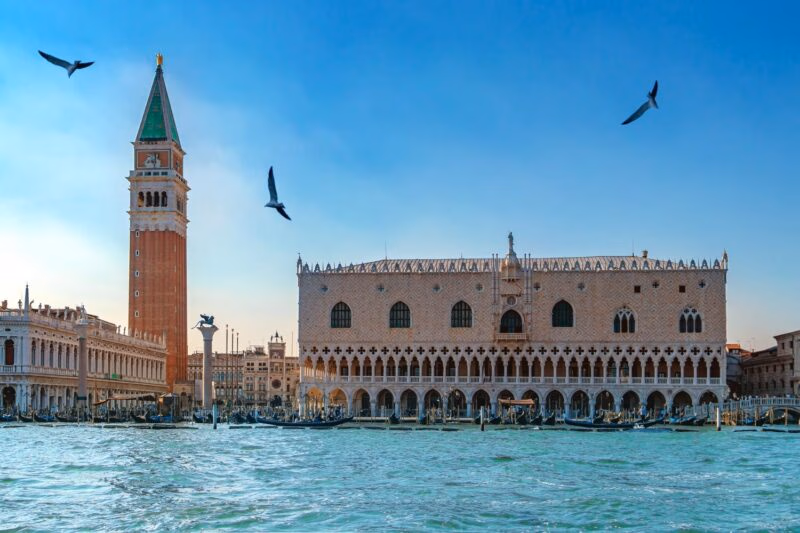 View of the Campanile Tower and Doge's Palace in Venice