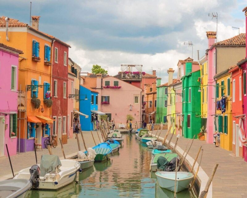 Colourful houses in Burano, Venice