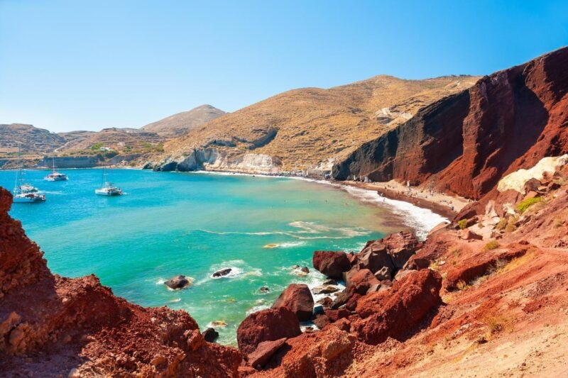 Red beach on the island of Santorini, Greece