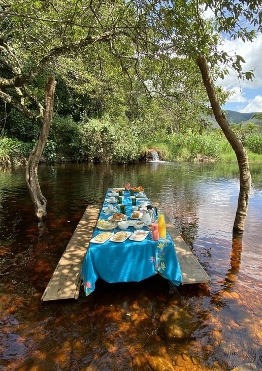 A riverside feast at Ibiti Project in Brazil, a lovely courtyard lunch at Hacienda Zuleta in Ecuador and the grand, glowing façade of Inkaterra Hacienda Urubamba in Peru.