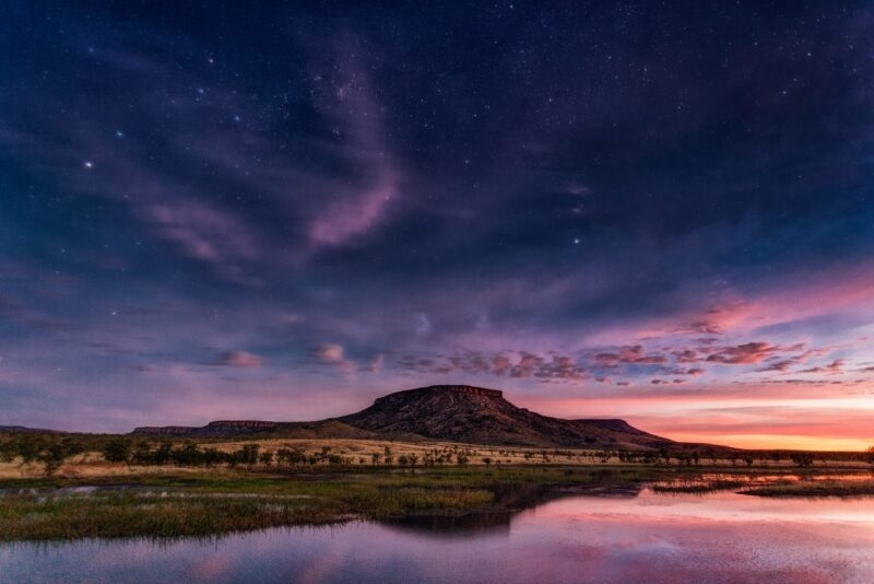 Night sky over the Cockburn Ranges near Wyndham in Western Australia.