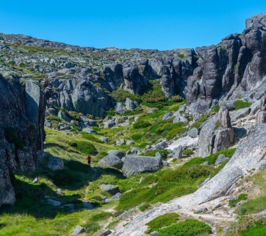 A hiker in Serra da Estrela national park in Portugal.