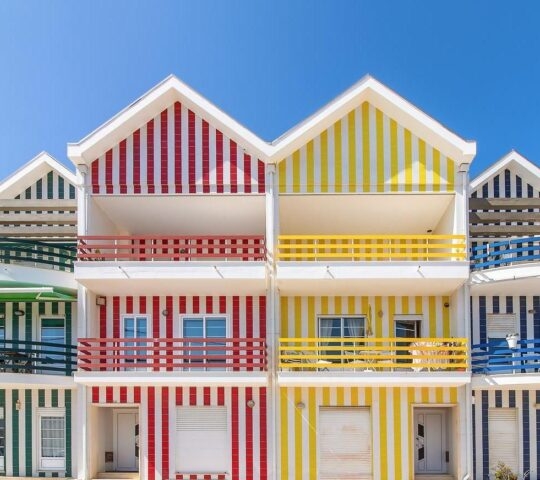 The traditional striped houses of Costa Nova, Portugal.