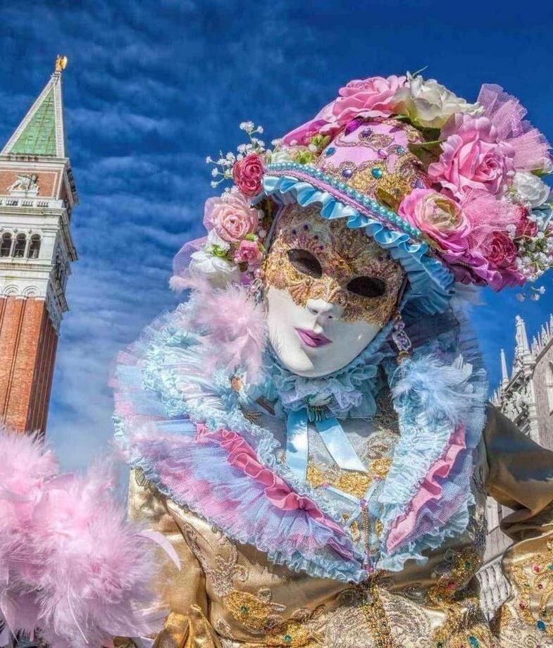 A sunlit alley in Chania’s old town in Greece and the vibrant costumes of the Venice Carnival in Italy.