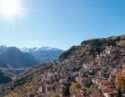 The town of Metsovo with mountains in the background, Greece