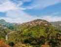 Houses on a hilltop surrounded by forests in Arcardia, Greece