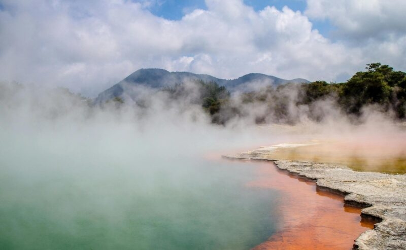the warm geothermal pool in Rotorua New Zealand