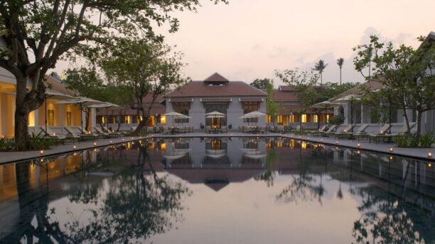 Pool and exterior of Amantaka, Luang Prabang, Laos