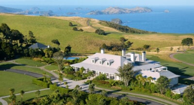 Aerial view, the Farm at Cape Kidnappers, Hawkes Bay, North Island, New Zealand