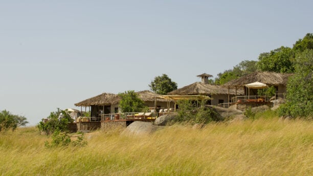 Exterior of Mkombe's House Lamai set in the grassy plains of the Serengeti National Park, Tanzania