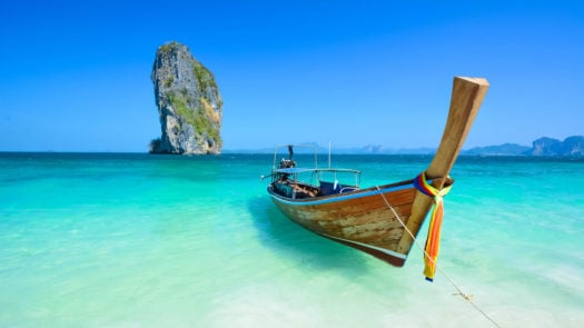 Thailand ocean landscape with traditional boat Taxi