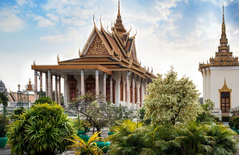 The Silver Pagoda or Wat Preah Keo, Wat Ubosoth Ratanaram or Preah Vihear Preah Keo Morakot is located on the south side of the Royal Palace, Phnom Penh. Silver Pagoda, Royal Palace, Phnom Penh, Attractions in Cambodia.