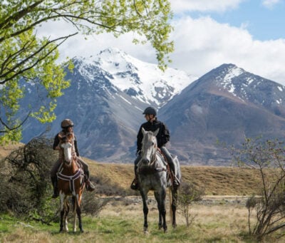 Horse riding at the Lindis hotel, New Zealand