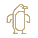 Vector art of a penguin drawn in bold gold lines