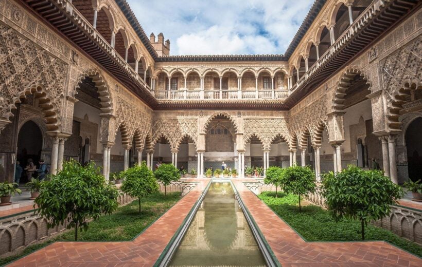 Patio in Royal Alcazars of Seville, Spain