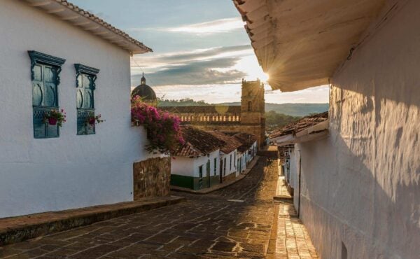 Tiled street in Barichara, Santander, Colombia