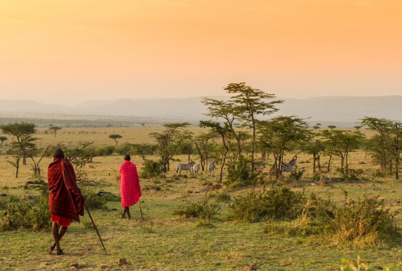 bush walk with Maasai people in kenya sunset