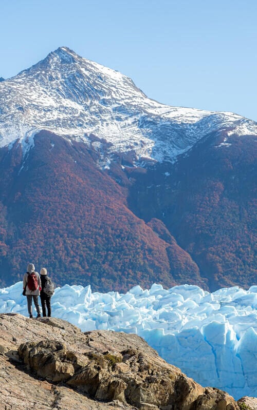 Mountain landscape view with Perito Moreno glacier in autumn at El Calafate, Patagonia, Argentina,