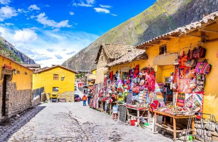 Crafts on sale in Ollantaytambo, Peru