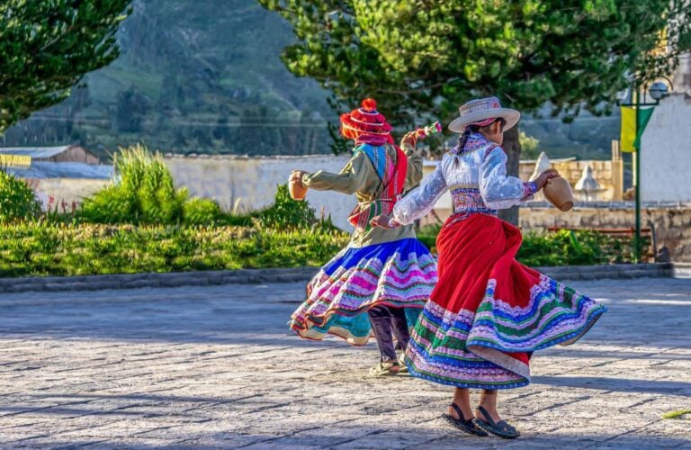 Locals dance in Chivay