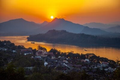 Sunset on the Mekong River in Luang Prabang, Laos