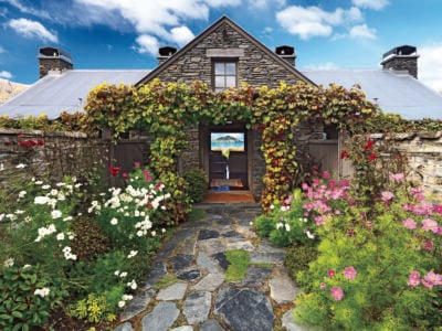 Blanket Bay chalet entrance, New Zealand