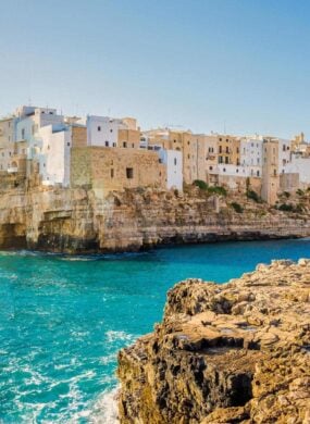 The shores of Polignano a Mare in Puglia, Italy