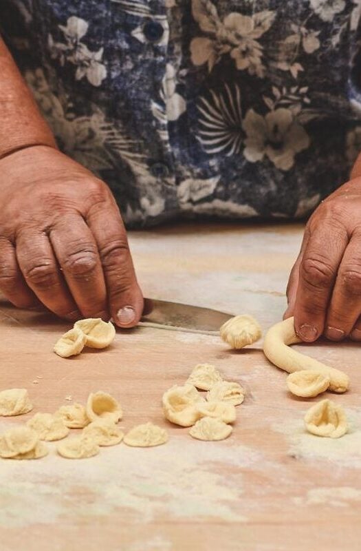 A traditional orecchiette pasta making class in Puglia