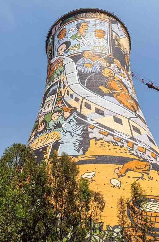 Power Station Cooling Tower in Soweto Townships, Johannesburg