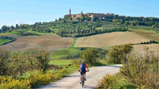 Cycling in the chianti area of Pienza, Tuscany, Italy