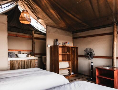 A bedroom at Wilderness Davison's Camp, Zimbabwe