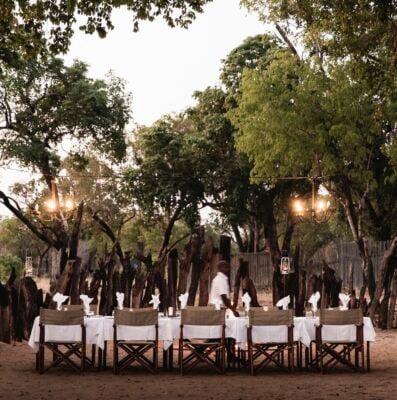 Outdoor dining at Wilderness Davison's Camp, Zimbabwe