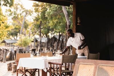 Dining at Wilderness Davison's Camp, Zimbabwe