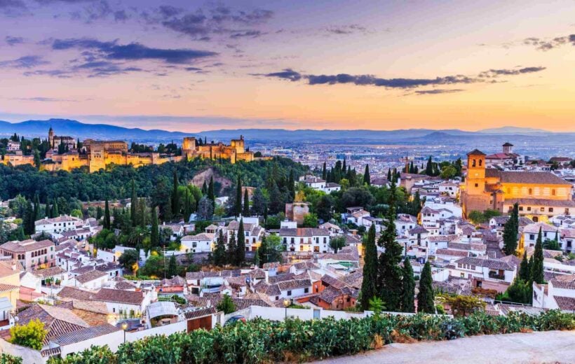 A view over Granada at sunset