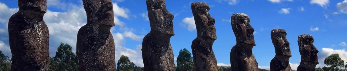 A row of large carved stone figures