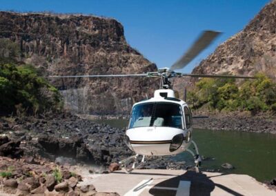 A helicopter at Victoria Falls in Zimbabwe