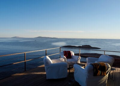 Sun terrace at Titilaka, Lake Titicaca, Peru