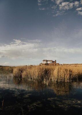 View of Titilaka hotel form Lake Titicaca