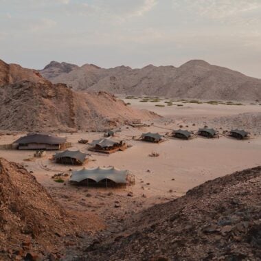 Aerial view of Hoanib Valley Camp, Namibia