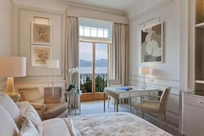 A superior room with lake view at Beau-Rivage Palace, Switzerland